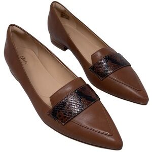 Clarks “Laina” Brown Leather Ballet Flats Loafers Women’s Size 8.5M